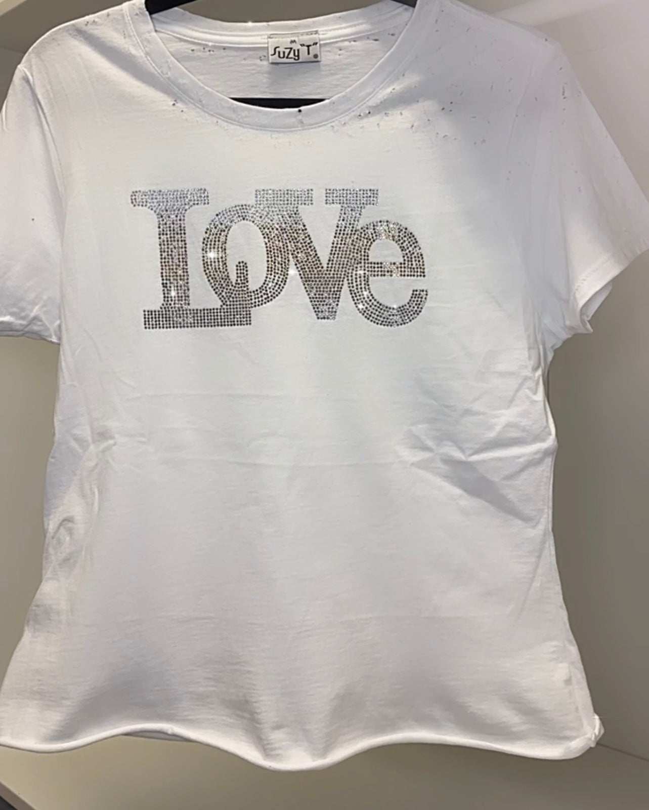 Black Sequin Love Graphic Tee - 100% Pima Cotton