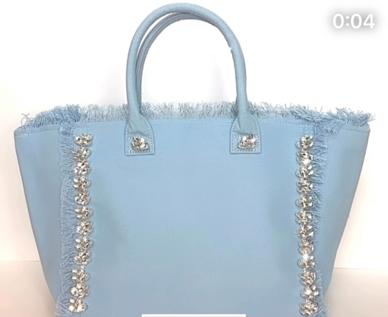 Crystal-Embellished Canvas Tote