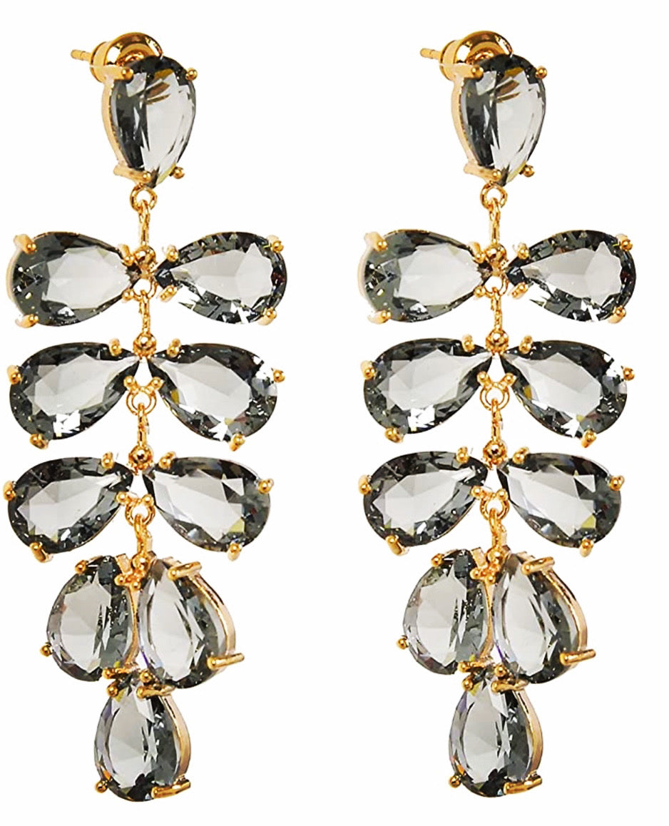 Belgeni Gradient Austrian Crystal Earrings - Diamond Cut, 925 Sterling Silver Posts