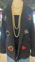 Designer Crystal Heart and Queen Bee Patch Jacket - Statement Piece