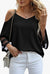 Cold Shoulder Blouse with Sheer Bell Sleeves