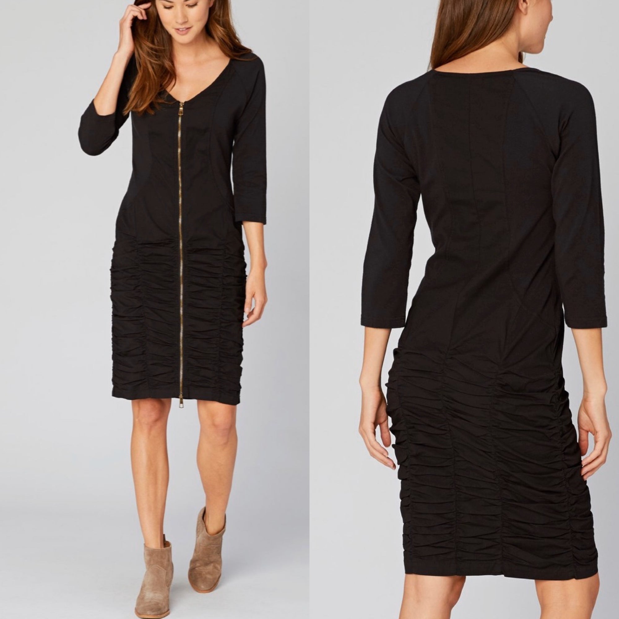 Black Zip Front Johanne Dress