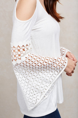 Crochet Sleeve Cold Shoulder Natasha Top