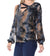 Soina Zig Zag Printed Top with Edgy Open Shoulder Detail